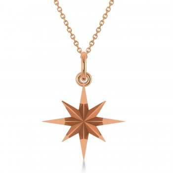 Shinning Bright North Star Pendant Necklace 14k Rose Gold