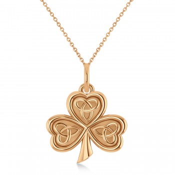 Celtic Knot Three-Leaf Clover Pendant Necklace 14k Rose Gold