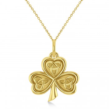 Celtic Knot Three-Leaf Clover Pendant Necklace 14k Yellow Gold
