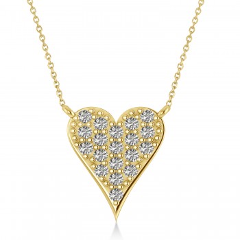 Diamond Pave Elongated Heart Pendant Necklace 14k Yellow Gold (0.57ct)