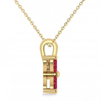 Ruby Marquise Flower Pendant Necklace 14k Yellow Gold (1.40 ctw)