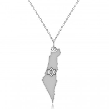 Israel Map Pendant Necklace in Sterling Silver