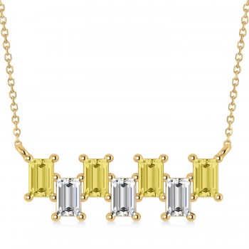 Bar Yellow Diamond & Diamond Baguette Necklace 14k Yellow Gold (2.10 ctw)