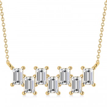 Bar Diamond Baguette Pendanat Necklace  14k Yellow Gold (2.10 ctw)
