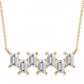 Bar Diamond Baguette Pendanat Necklace  14k Yellow Gold (2.10 ctw)