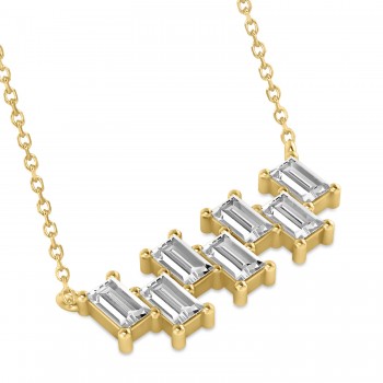 Bar Diamond Baguette Pendanat Necklace  14k Yellow Gold (2.10 ctw)