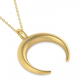 Crescent Moon Horn Pendant Necklace 14k Yellow Gold