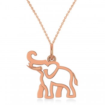 Elephant Charm Pendant Necklace 14K Rose Gold