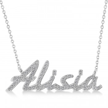 Personalized Diamond Name Pendant Necklace 14k White Gold