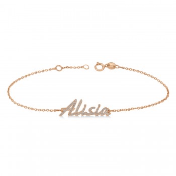 Personalized Diamond Name Anklet 14k Rose Gold