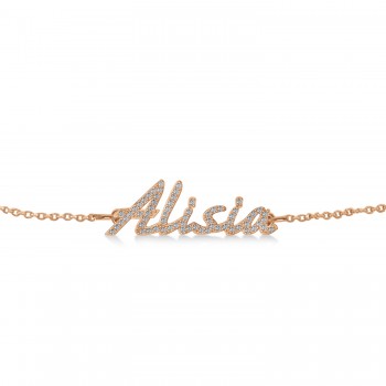 Personalized Diamond Name Anklet 14k Rose Gold