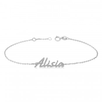 Personalized Diamond Name Anklet 14k White Gold