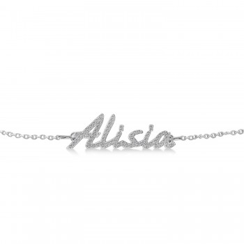 Personalized Diamond Name Anklet 14k White Gold