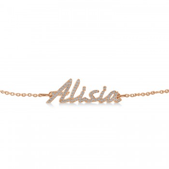 Personalized Diamond Name Bracelet 14k Rose Gold