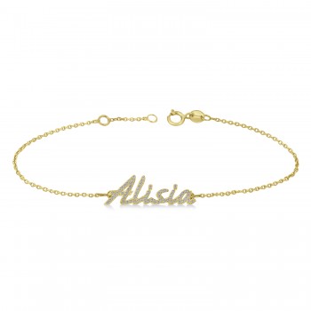 Personalized Diamond Name Bracelet 14k Yellow Gold