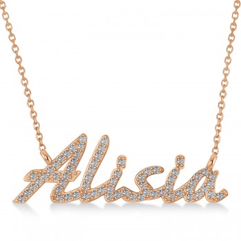 Personalized Lab Grown Diamond Name Pendant Necklace 14k Rose Gold