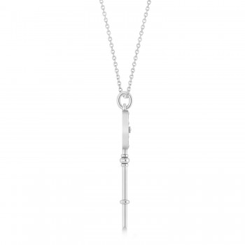 Diamond Compass Key Pendant 14k White Gold (0.08 ctw)