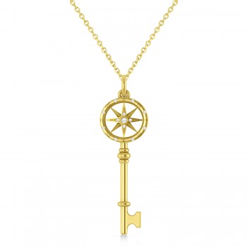 Diamond Compass Key Pendant 14k Yellow Gold (0.08 ctw)