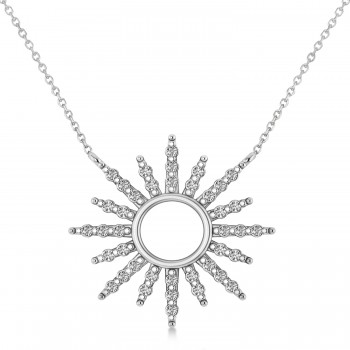 Diamond Sun Pendant Necklace 14k White Gold (0.56ct)