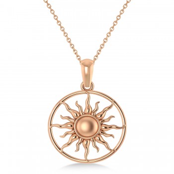 Summertime Sun Circle Pendant Necklace 14k Rose Gold