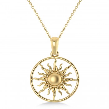 Summertime Sun Circle Pendant Necklace 14k Yellow Gold