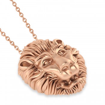 Lion's Head Pendant Necklace 14k Rose Gold