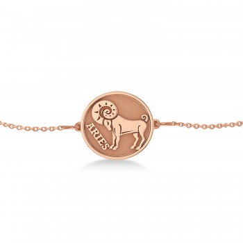 Aries Coin Zodiac Bracelet 14k Rose Gold