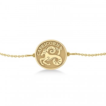 Capricorn Coin Zodiac Bracelet 14k Yellow Gold