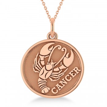 Cancer Coin Zodiac Pendant Necklace 14k Rose Gold