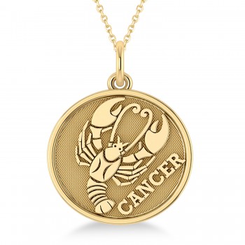 Cancer Coin Zodiac Pendant Necklace 14k Yellow Gold