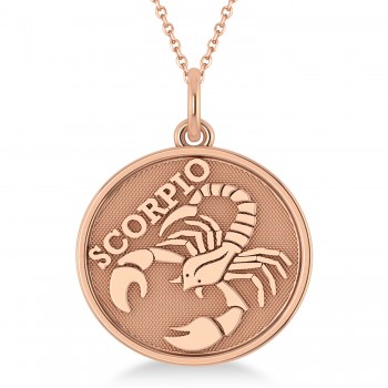 Scorpio Coin Zodiac Pendant Necklace 14k Rose Gold