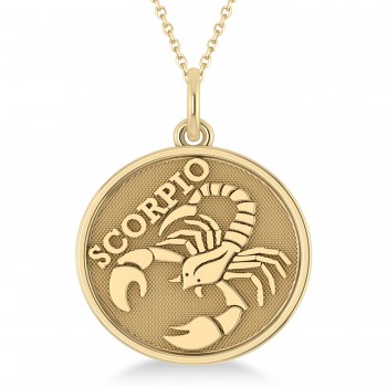 Scorpio Coin Zodiac Pendant Necklace 14k Yellow Gold
