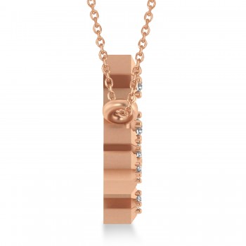 Diamond Aries Zodiac Constellation Star Necklace 14k Rose Gold (0.07ct)