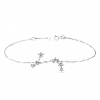 Diamond Aries Zodiac Constellation Star Bracelet 14k White Gold (0.07ct)