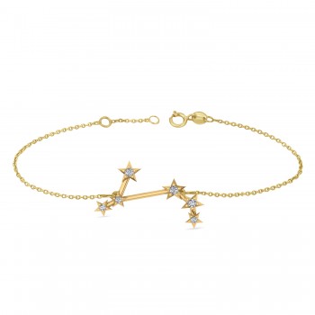 Diamond Aries Zodiac Constellation Star Bracelet 14k Yellow Gold (0.07ct)