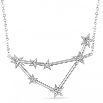 Diamond Capricorn Zodiac Constellation Star Necklace 14k White Gold (0.11ct)