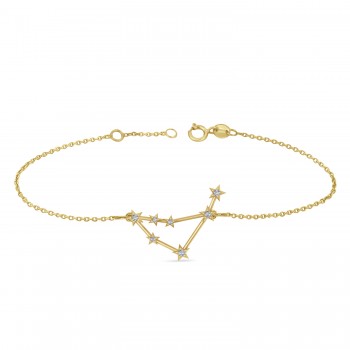 Diamond Capricorn Zodiac Constellation Star Bracelet 14k Yellow Gold (0.11ct)