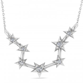 Diamond Aquarius Zodiac Constellation Star Necklace 14k White Gold (0.09ct)