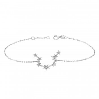 Diamond Aquarius Zodiac Constellation Star Bracelet 14k White Gold (0.09ct)