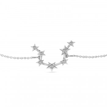 Diamond Aquarius Zodiac Constellation Star Bracelet 14k White Gold (0.09ct)