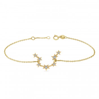 Diamond Aquarius Zodiac Constellation Star Bracelet 14k Yellow Gold (0.09ct)