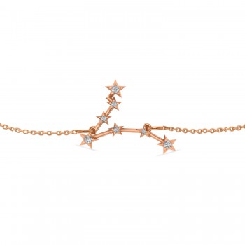 Diamond Pisces Zodiac Constellation Star Bracelet 14k Rose Gold (0.10 ct)