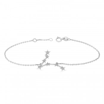 Diamond Pisces Zodiac Constellation Star Bracelet 14k White Gold (0.10 ct)