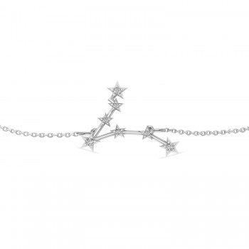 Diamond Pisces Zodiac Constellation Star Bracelet 14k White Gold (0.10 ct)