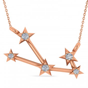 Diamond Taurus Zodiac Constellation Star Necklace 14k Rose Gold (0.07ct)