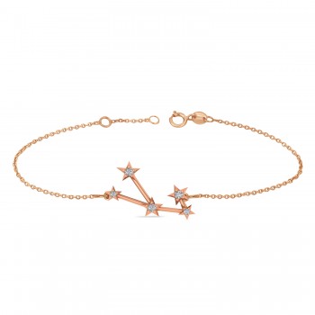 Diamond Taurus Zodiac Constellation Star Bracelet 14k Rose Gold (0.07ct)