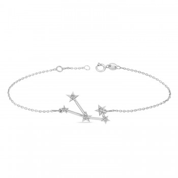 Diamond Taurus Zodiac Constellation Star Bracelet 14k White Gold (0.07ct)