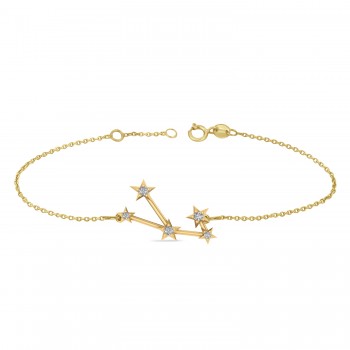 Diamond Taurus Zodiac Constellation Star Bracelet 14k Yellow Gold (0.07ct)