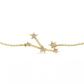 Diamond Taurus Zodiac Constellation Star Bracelet 14k Yellow Gold (0.07ct)