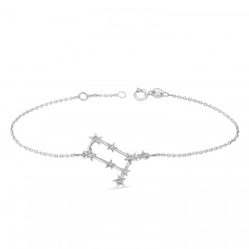 Diamond Gemini Zodiac Constellation Star Bracelet 14k White Gold (0.12ct)